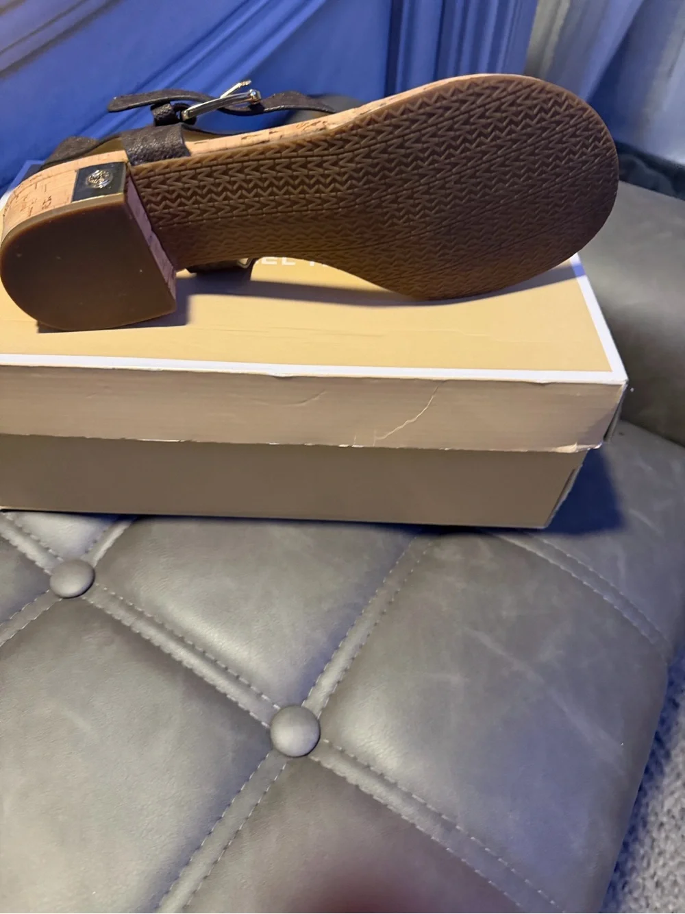 Michael Kors Brown Cork Slingback Toe-Loop Sandal